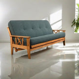Xtra Plush Futon Mattress Foam and Cotton with Linen Fabric Full Size Replacement Bed for Sitting or Sleeping (Linen Sky)