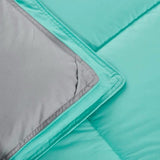 Twin/Twin XL Traditional Microfiber Reversible 3 Piece Comforter Set in Blue/Grey