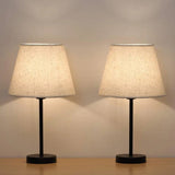 Set of 2 - Bedside Table Lamp with Cream Linen Shade and Black Base