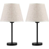 Set of 2 - Bedside Table Lamp with Cream Linen Shade and Black Base