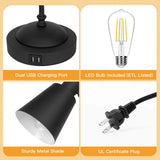 Black Gooseneck Dimmable Table Lamp Desk Light with Touch Control and USB