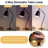 Black/Gold Mid-Century Modern Gooseneck Dimmable Touch Control USB Table Lamp