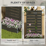 Outdoor Raised Bed Planter with Slatted Fence Trellis in Black Wood Finish