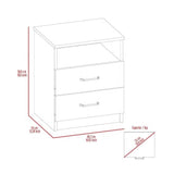 Modern 2-Drawer Nightstand End Table with Open Shelf in Black Wood Finish