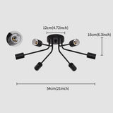 Black Mid-Century Modern 6-Light Flush Mount Sputnik Ceiling Light