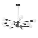 Black 33-inch Modern 12-Light Dimmable Sputnik Chandelier Lamp