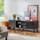 Mid-Century Modern TV Stand in Black Wood Finish for TV up to 60-inches