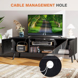 Mid-Century Modern TV Stand in Black Wood Finish for TV up to 60-inches