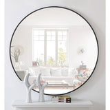 Round 28-inch Wall Mirror in Black - Living Room Bedroom Accent Bathroom Mirror