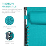 Teal Blue Zero Gravity Folding Reclining Patio Lounge Chair with Canopy