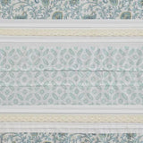 72 x 72-in Cotton Shower Curtain with Teal Blue Grey Cream White Paisley Pattern