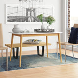 Modern 47 x 29 inch Mid-Century Dining Table in White and Natural Wood Finish