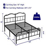 CA King Industrial Vintage Heavy Duty Steel Slat Bed Frame