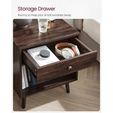 Mid-Century Modern 1-Drawer Nightstand End Table in Dark Brown Wood Finish