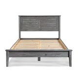 Contemporary Grey Solid Pine Platform Bed in Queen Size