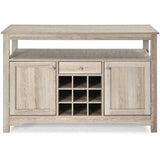 Gray Oak Buffet Server 9 Bottle Wine Cabinet Console