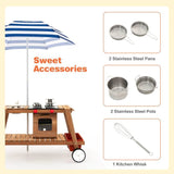 Kids Wooden Play Portable Cook Cart Set Navy/White Sun Proof Umbrella