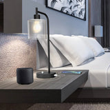 Set of 2 - Modern Stylish Black Metal Arch USB Table Lamp with LED Bulbs