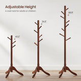 Heavy Duty Solid Wood Coat Rack in Dark Brown Finish with 53 lb Weight Capacity