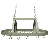 Rustic 2 Light 10 Hook Ceiling Mounted Hanging Pot Rack in Slate Gray
