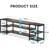 Modern Industrial Metal Wood TV Stand Entertainment Center for TV up to 85-inch