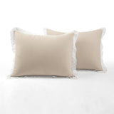 Full/Queen French Country Beige 5-Piece Lightweight Comforter Set w/ Lace Trim