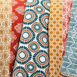 Full/Queen size Cotton 3 Piece Reversible Teal Orange Bohemian Stripe Quilt Set