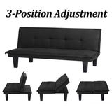 Black Faux Suede Upholstered Futon Sleeper Sofa Bed