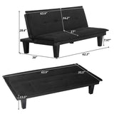 Black Faux Suede Upholstered Futon Sleeper Sofa Bed