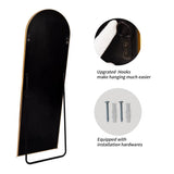 Gold 58-inch Full Length Arched Floor Mirror with Stand and Wall Hanging Screws