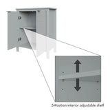 Bathroom Linen Cabinet with Storage Shelf in Grey Wood Finish