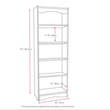 White 72-inch High Bookcase with Soft Arches and 5 Shelves