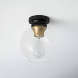 Mid-Century Modern Flush Mount Ceiling Light with Clear Globe Glass Shade