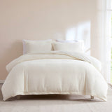 King Size 3-Piece Off White Boucle Duvet Cover Set