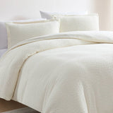 King Size 3-Piece Off White Boucle Duvet Cover Set
