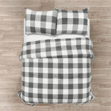 King Size Plaid Soft Faux Fur Comforter Set in Black White Grey