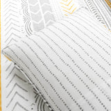 King Scandinavian Grey/Yellow/White Chevron Stripe Reversible Cotton Quilt Set