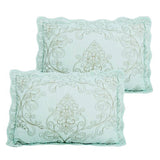 King size Light Blue Damask Embroidered 4 Piece Oversized Bedspread Set