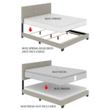 King size Gold Metal Canopy Bed with Upholstered Button-Tufted Headboard