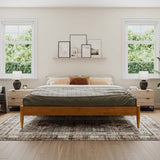 King size Solid Hardwood Platform Bed Frame in Natural Wood Finish