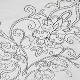 King size White Damask Embroidered 4 Piece Oversized Bedspread Set