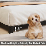 King size 3-inch Low Profile Heavy Duty Metal Bed Frame in Matte Black