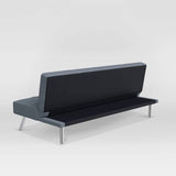 Modern Futon Sofa Bed in Light Gray Fabric with Chrome Metal Legs