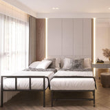 Twin Heavy Duty Black Metal Daybed Frame with Roll-Out Pop-Up Trundle Bed Frame