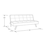 Modern Futon Sofa Bed in Navy Blue Fabric with Chrome Metal Legs