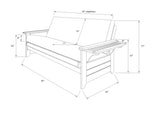 Studio8 Futon Wood Frame w/ Innerspring Havana Mattress Set Folding Side Arms Sofa Bed Sleeper