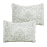 Queen size Antique White Damask Embroidered 4 Piece Oversized Bedspread Set