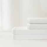 Queen Size 4 Piece 100-Percent Cotton Sheet Set in White with Lace Trim