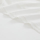 Queen Size 4 Piece 100-Percent Cotton Sheet Set in White with Lace Trim