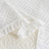 Queen size Ivory White Velvet Microfiber Polyester Reversible 3-Piece Quilt Set